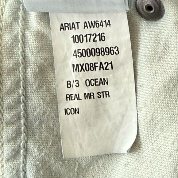 ARIAT REAL Denim Mid Rise Straight SZ 29 Regular Raw Hem Ocean Icon Womens - Picture 10 of 12